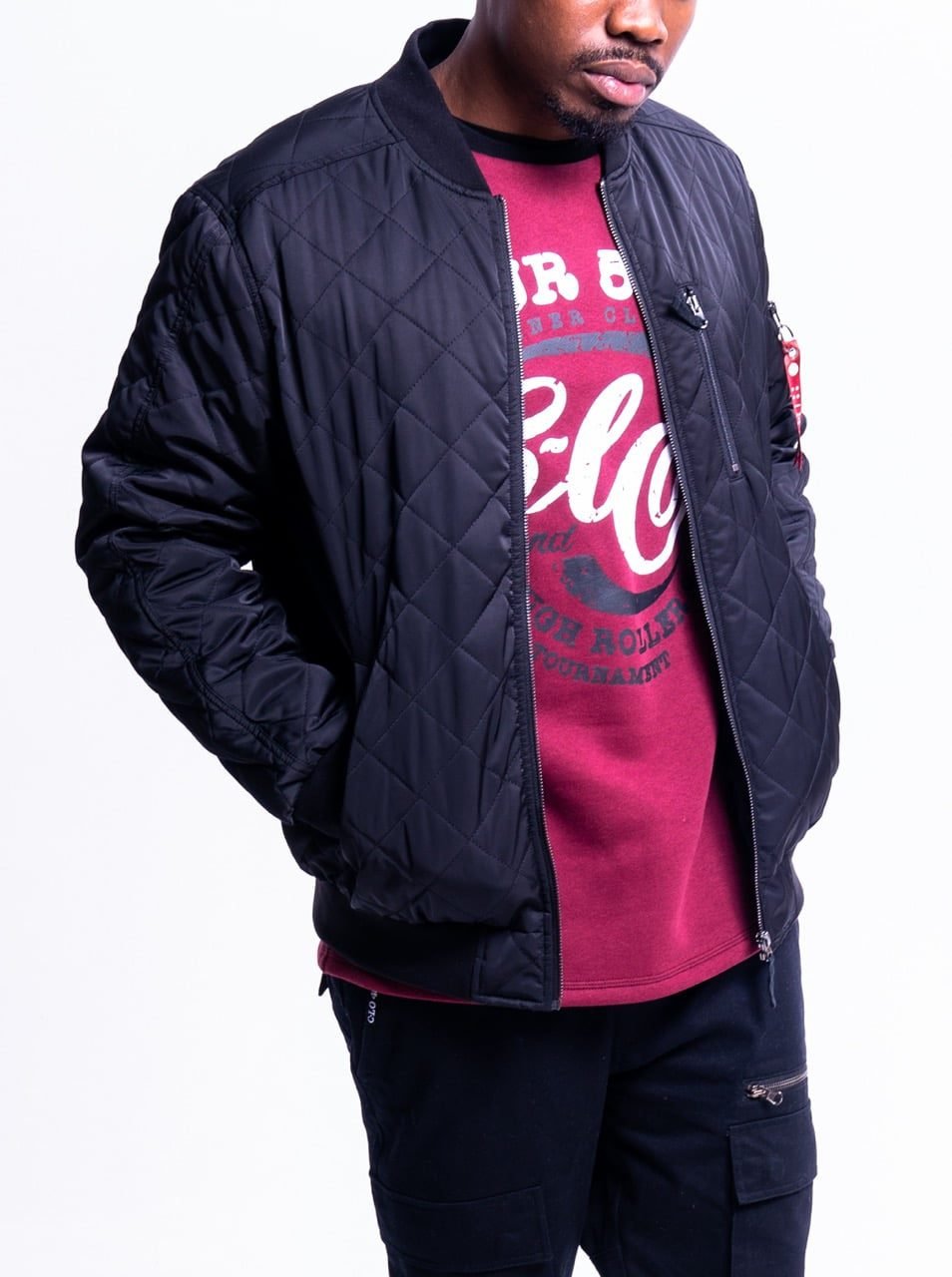 C-LO 456 SPORTSWEAR 3 C1801 Quilted Jacket Black 9 Large